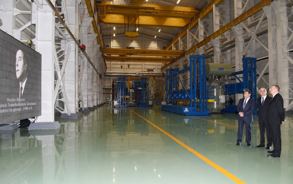 President Aliyev attends opening of large-size transformer plant, lays foundation stone for new enterprise (PHOTO)