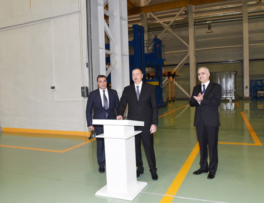 President Aliyev attends opening of large-size transformer plant, lays foundation stone for new enterprise (PHOTO)