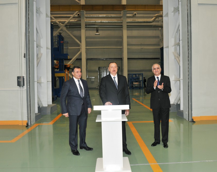 President Aliyev attends opening of large-size transformer plant, lays foundation stone for new enterprise (PHOTO)
