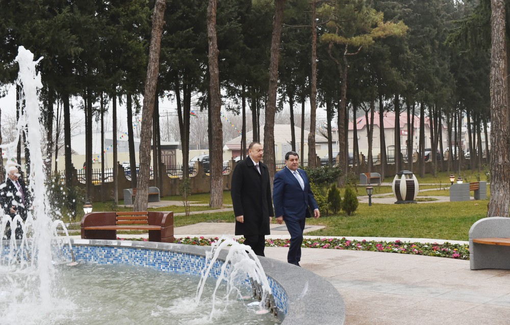 President Ilham Aliyev attends the opening of Youth House in Qovlar, Tovuz