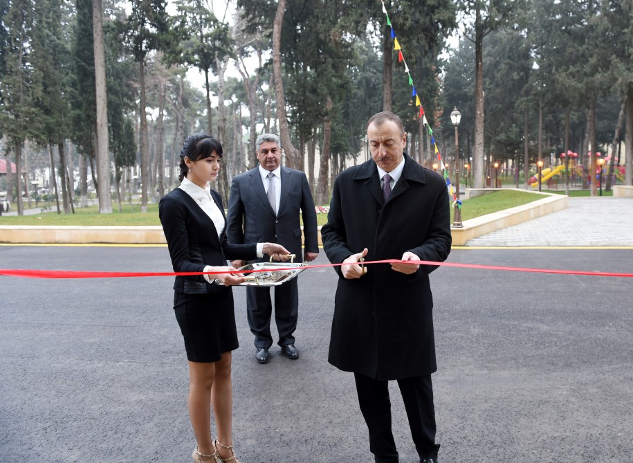President Ilham Aliyev attends the opening of Youth House in Qovlar, Tovuz