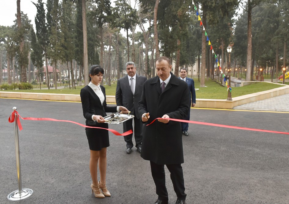 President Ilham Aliyev attends the opening of Youth House in Qovlar, Tovuz