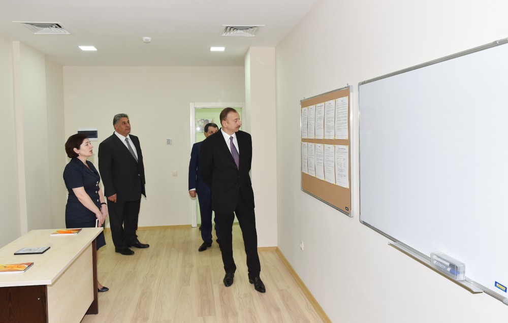 President Ilham Aliyev attends the opening of Youth House in Qovlar, Tovuz