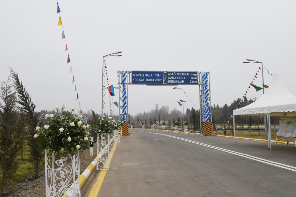 President Aliyev attends opening of highway after reconstruction
