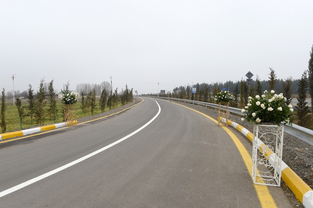President Aliyev attends opening of highway after reconstruction