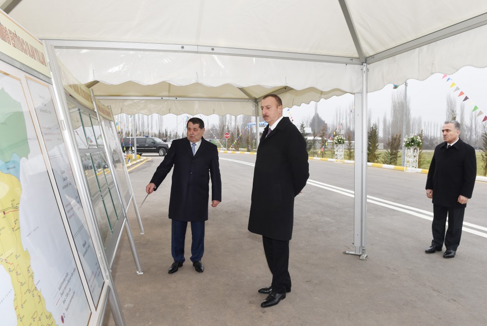 President Aliyev attends opening of highway after reconstruction