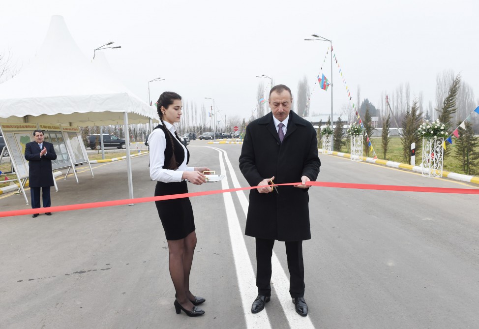 President Aliyev attends opening of highway after reconstruction