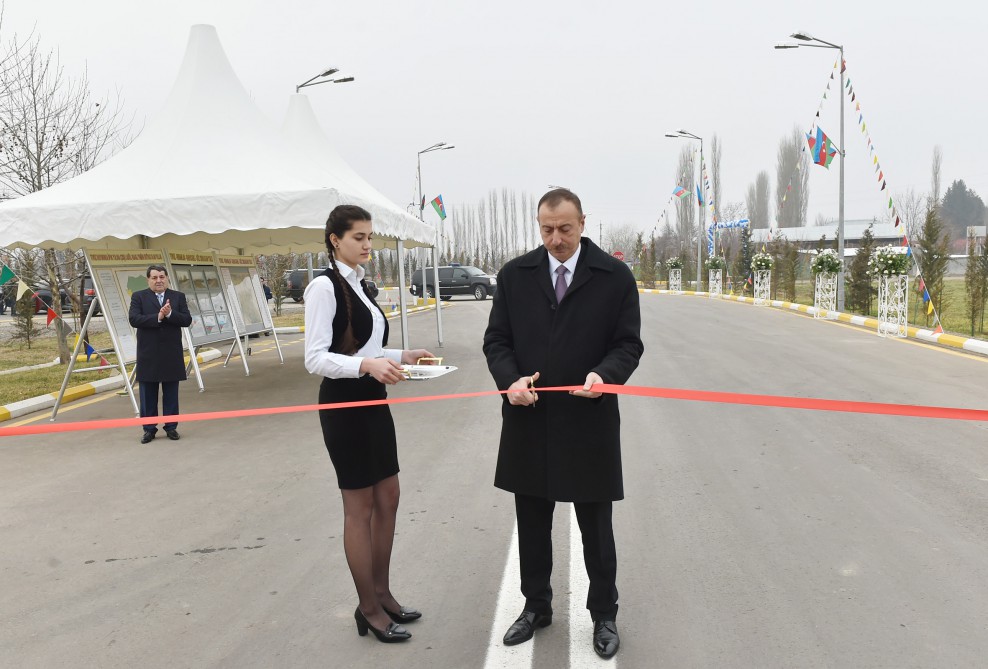 President Aliyev attends opening of highway after reconstruction