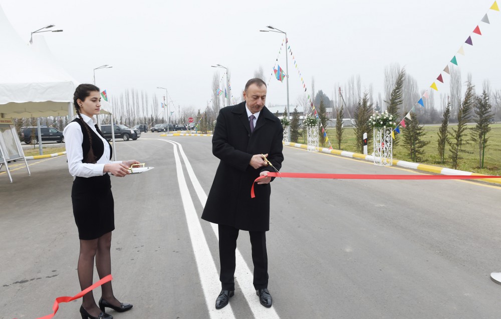President Aliyev attends opening of highway after reconstruction