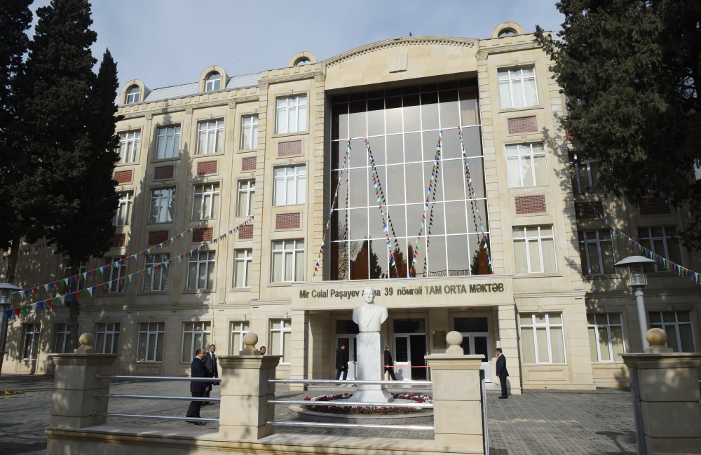 Azerbaijani president attends opening of secondary school No. 39 in Ganja