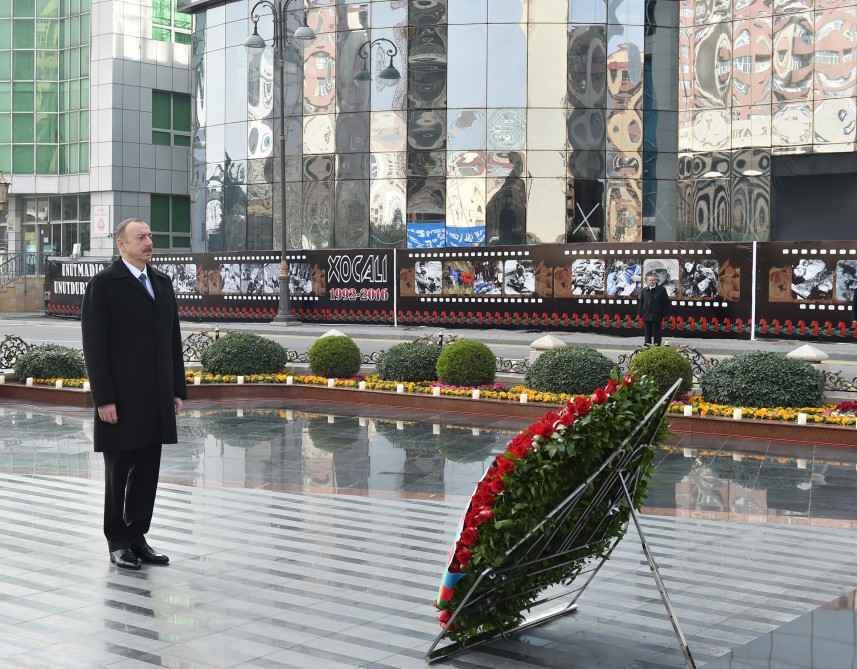 President Aliyev with spouse attend ceremony to commemorate Khojaly tragedy victims (PHOTO)