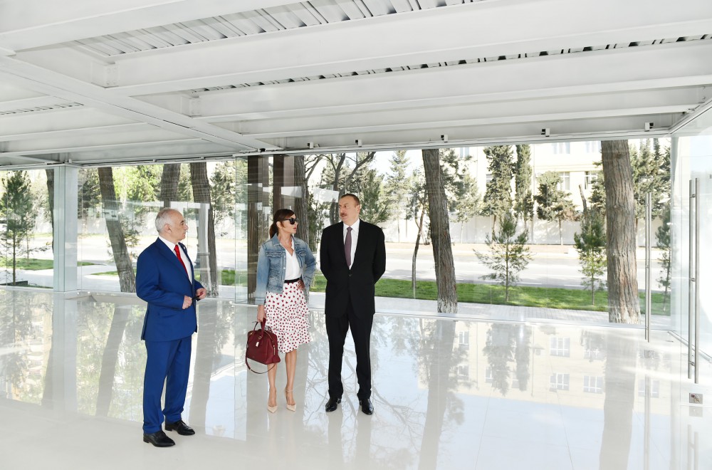 President Aliyev, spouse review conditions created at new park in Baku