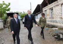 President Ilham Aliyev, his spouse visit Azerbaijan's Tartar, Barda and Aghdam districts