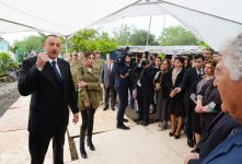 President Ilham Aliyev, his spouse visit Azerbaijan's Tartar, Barda and Aghdam districts