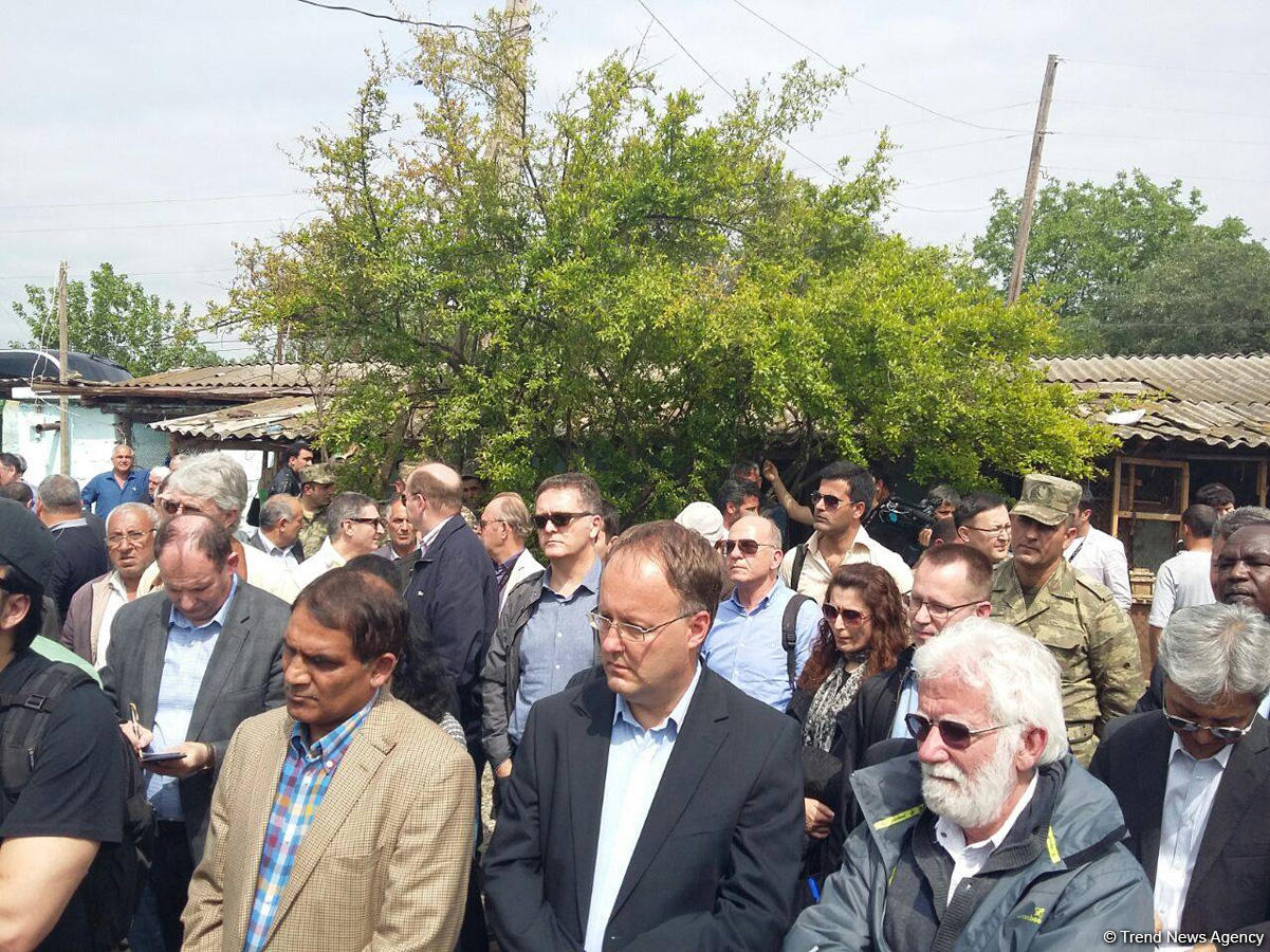 Diplomats visit Azerbaijan’s Aghdam, view houses shelled by Armenians