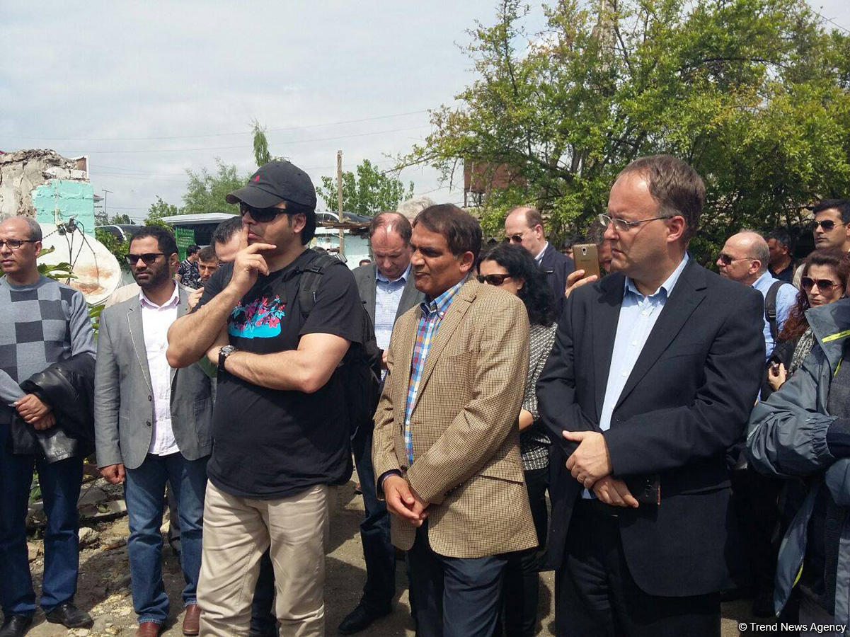 Diplomats visit Azerbaijan’s Aghdam, view houses shelled by Armenians