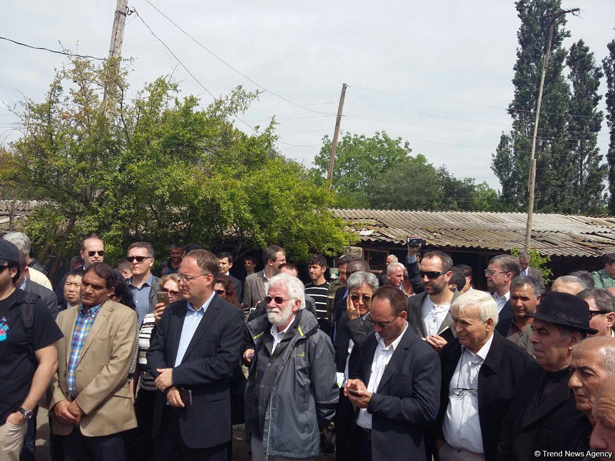 Diplomats visit Azerbaijan’s Aghdam, view houses shelled by Armenians