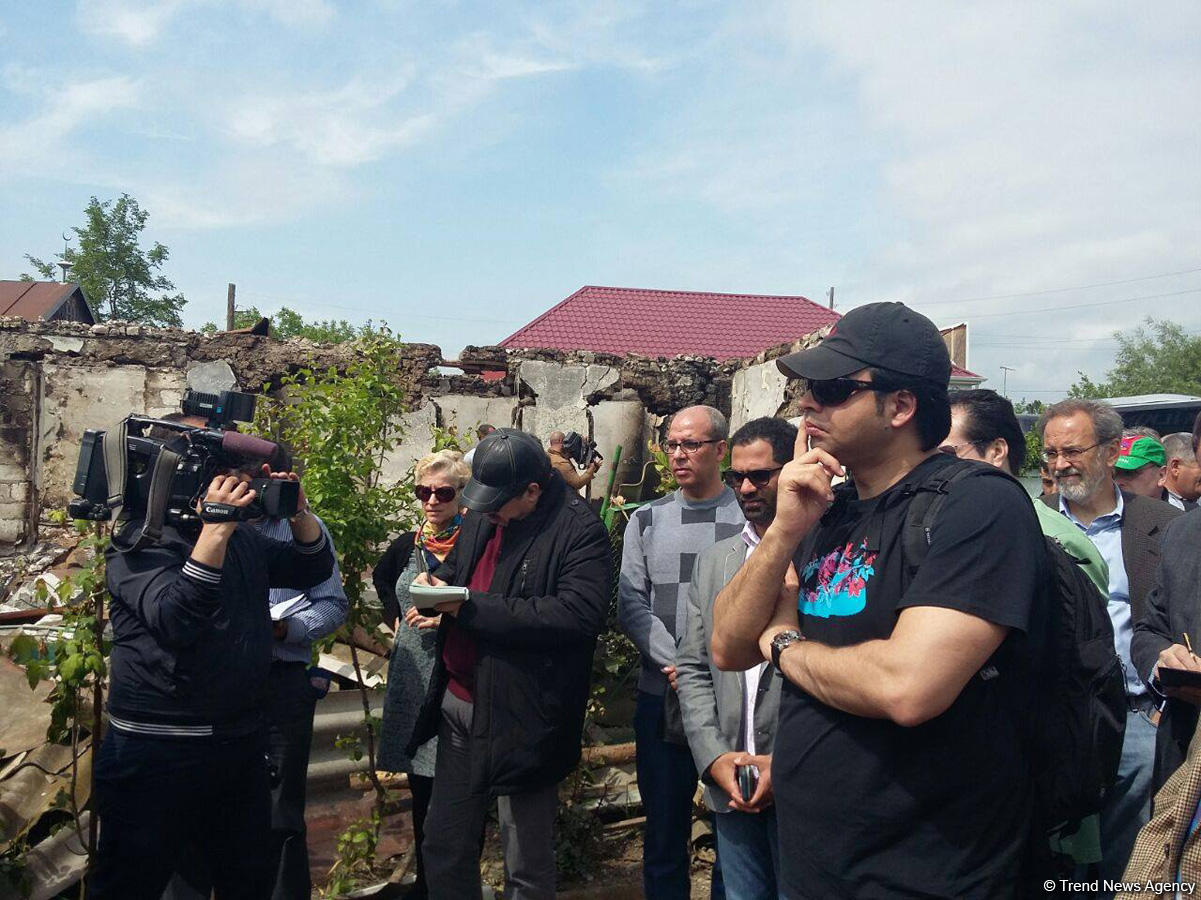 Diplomats visit Azerbaijan’s Aghdam, view houses shelled by Armenians