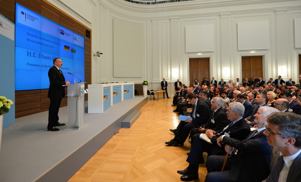 President Ilham Aliyev at Azerbaijan-Germany business forum in Berlin