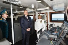 Azerbaijani president reviews new border guard ship of State Border Service (PHOTO)