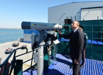 Azerbaijani president reviews new border guard ship of State Border Service (PHOTO)