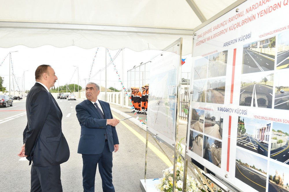 President Aliyev attends opening of Mashtaga-Bilgah highway, streets in Nardaran (PHOTO)