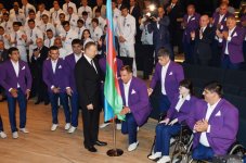 Azerbaijani president attends see-off ceremony for athletes competing at Rio Olympics (PHOTO)