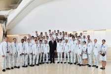 Azerbaijani president attends see-off ceremony for athletes competing at Rio Olympics (PHOTO)