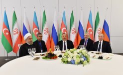Official reception hosted on behalf of President Aliyev in honor of Iranian and Russian leaders