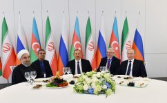 Official reception hosted on behalf of President Aliyev in honor of Iranian and Russian leaders