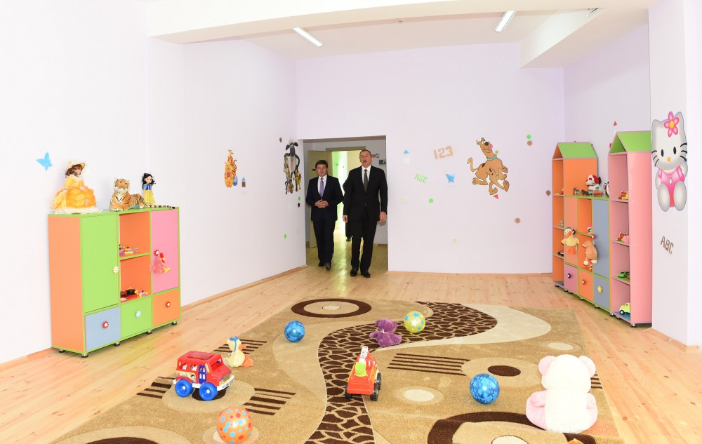 President Aliyev attends opening of kindergarten constructed in Azerbaijan’s Gabala on Heydar Aliyev Foundation’s initiative (PHOTO)