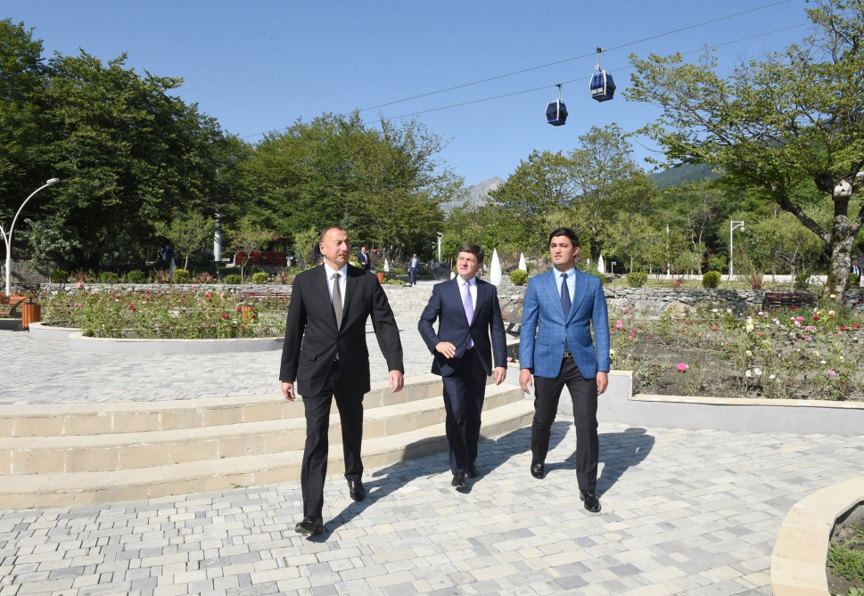 President Aliyev attends opening of “Gabala” Park and Boulevard Complex after reconstruction (PHOTO)