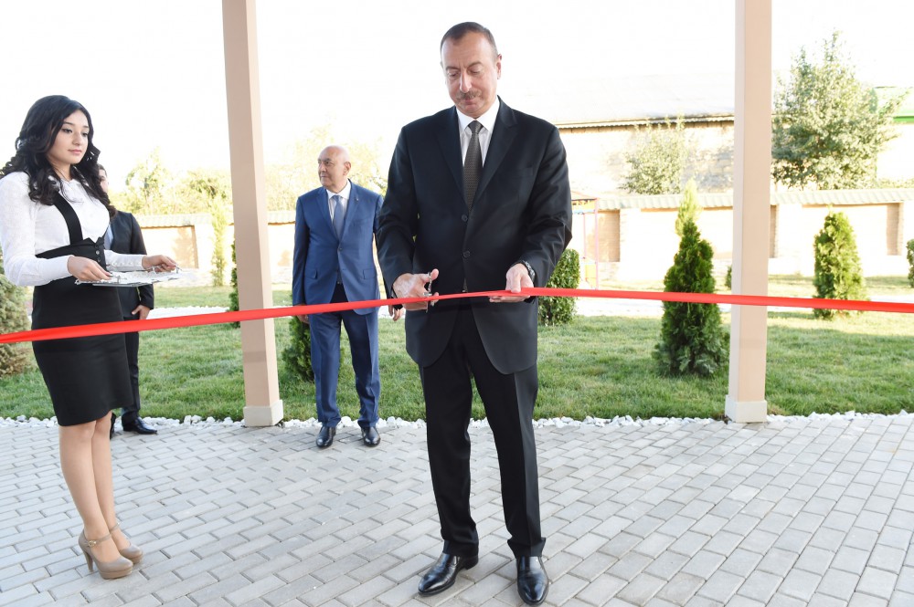 President Aliyev attends opening of orphanage-kindergarten in Ismayilli