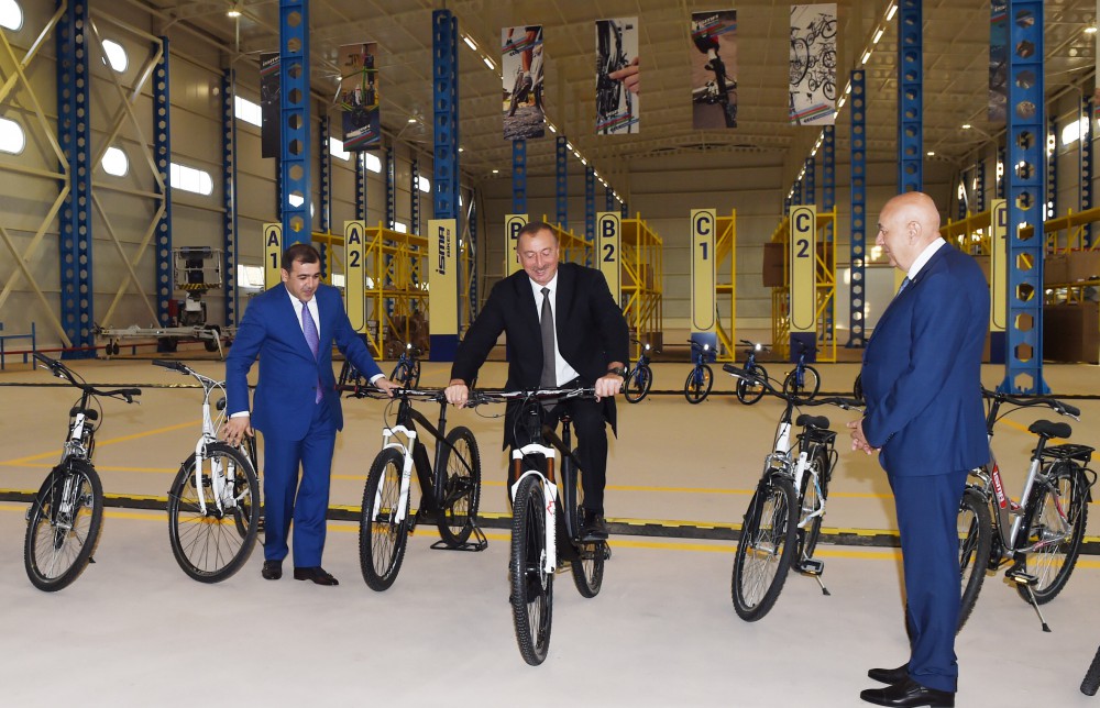 President Aliyev attends opening of bicycle factory in Ismayilli