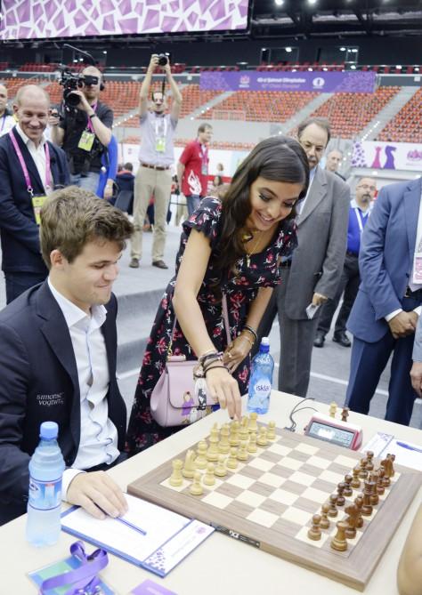 Leyla Aliyeva visits Baku Chess Olympiad (PHOTO)