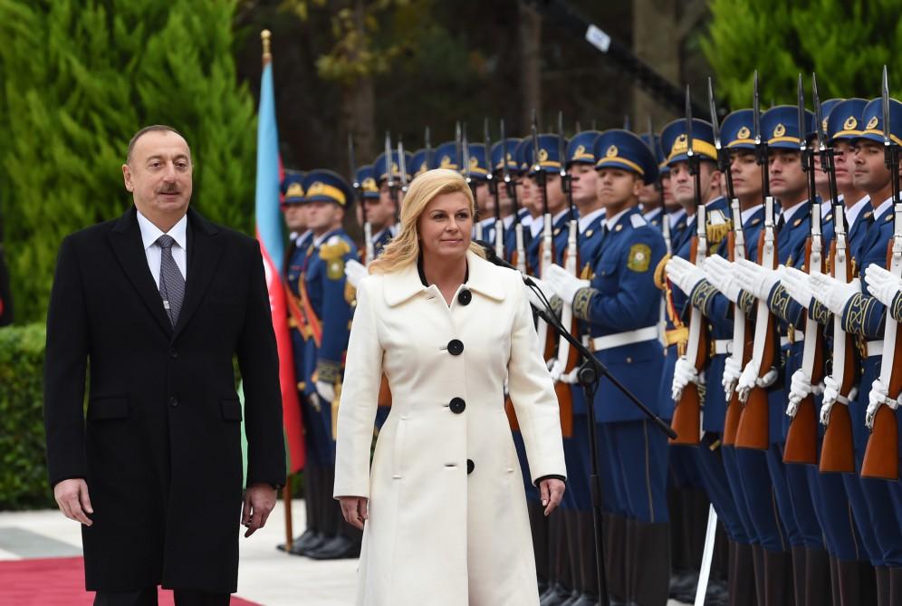 Official welcoming ceremony held for Croatian president in Baku (PHOTO)
