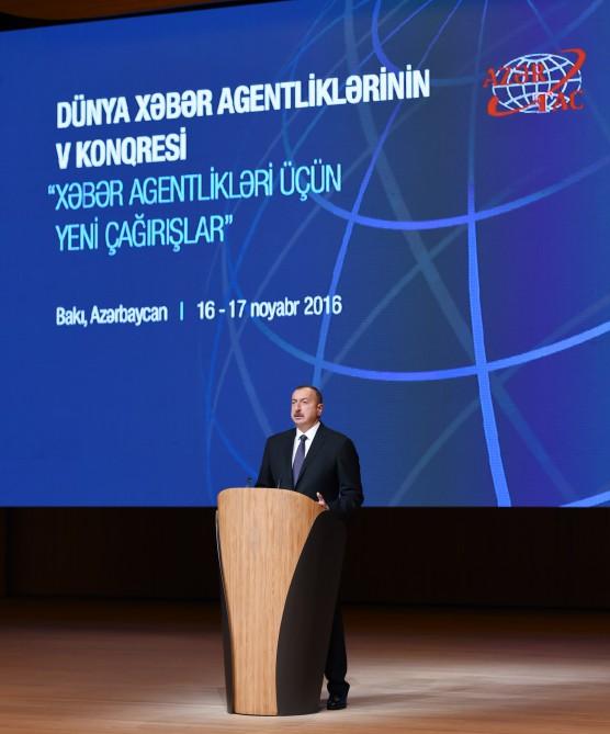 Ilham Aliyev taking part in 5th News Agencies World Congress (PHOTO)