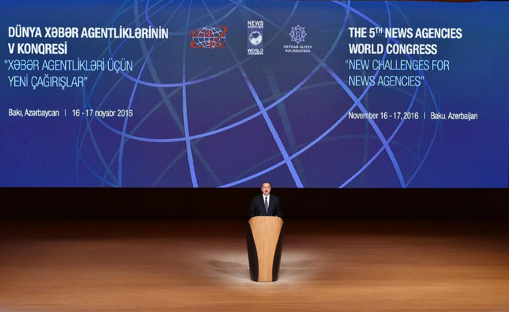 Ilham Aliyev taking part in 5th News Agencies World Congress (PHOTO)