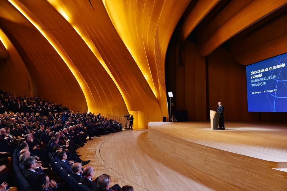 Ilham Aliyev taking part in 5th News Agencies World Congress (PHOTO)