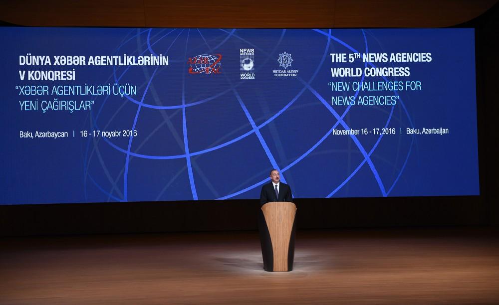 Ilham Aliyev taking part in 5th News Agencies World Congress (PHOTO)
