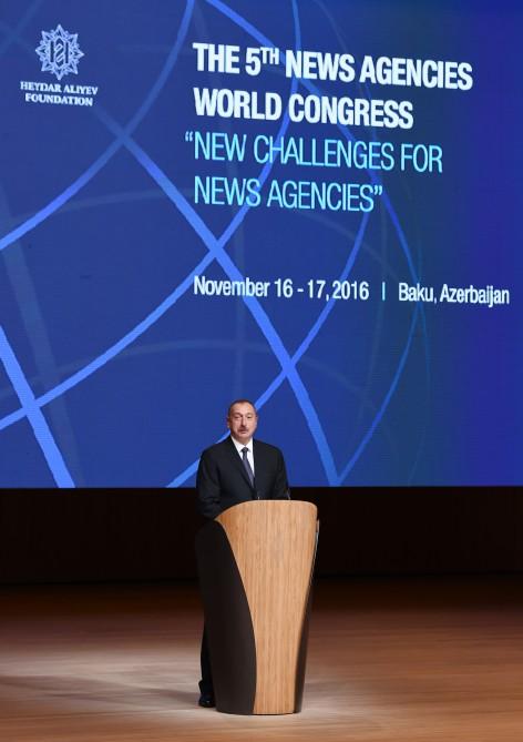 Ilham Aliyev taking part in 5th News Agencies World Congress (PHOTO)