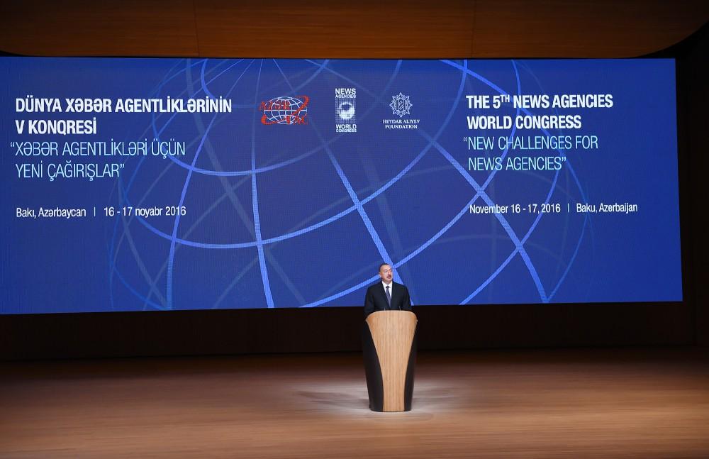 Ilham Aliyev taking part in 5th News Agencies World Congress (PHOTO)