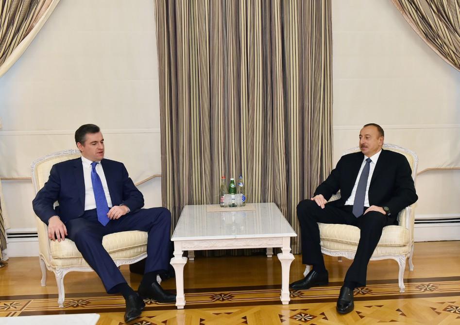 Ilham Aliyev meets head of Russian State Duma committee (PHOTO)
