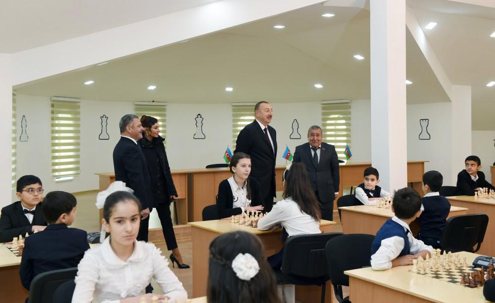 Ilham Aliyev with spouse inaugurate Chess School in Tartar (PHOTO)