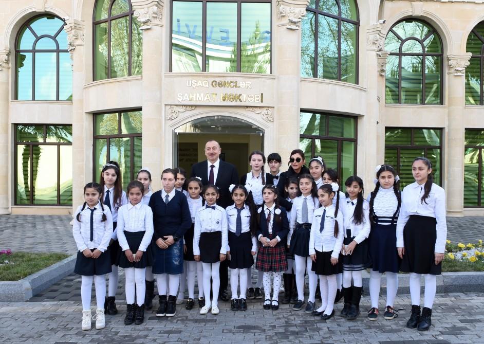 Ilham Aliyev with spouse inaugurate Chess School in Tartar (PHOTO)