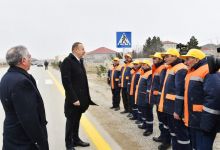 Ilham Aliyev opens renovated highway section in Surakhani (PHOTO)