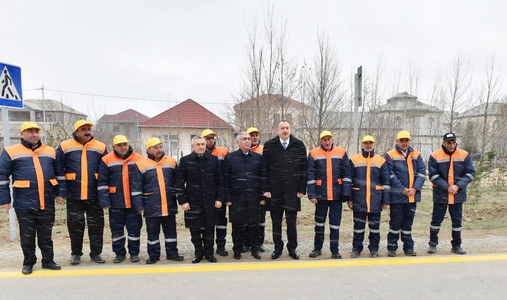 Ilham Aliyev opens renovated highway section in Surakhani (PHOTO)
