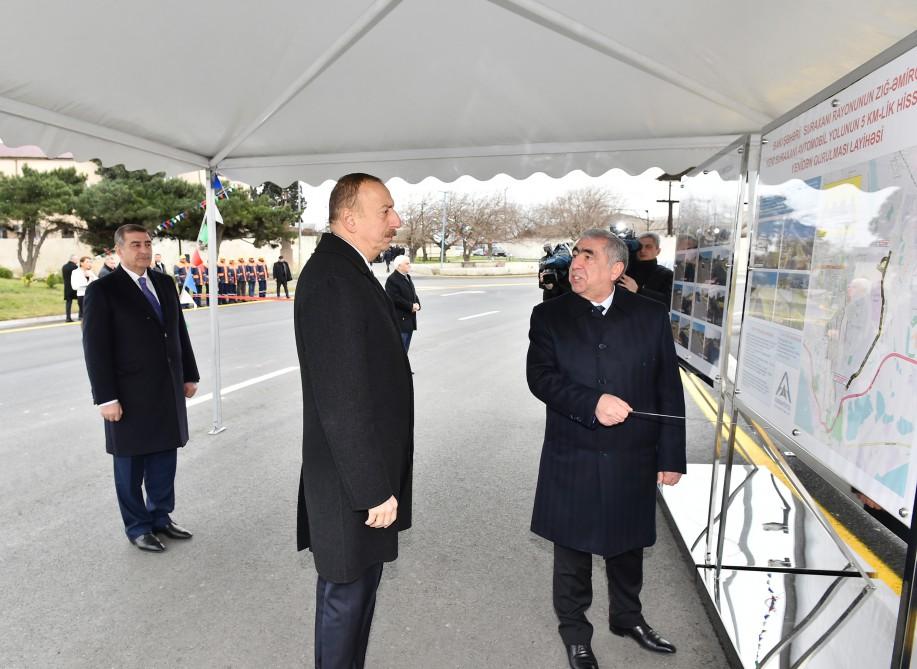 Ilham Aliyev opens renovated highway section in Surakhani (PHOTO)