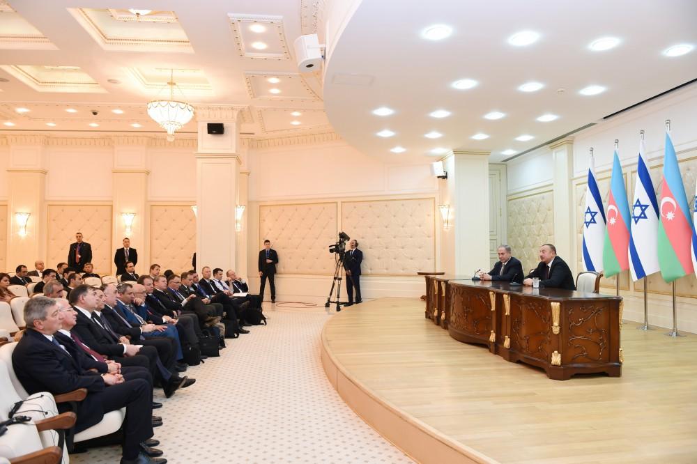 Ilham Aliyev, Benjamin Netanyahu make press statements (PHOTO)