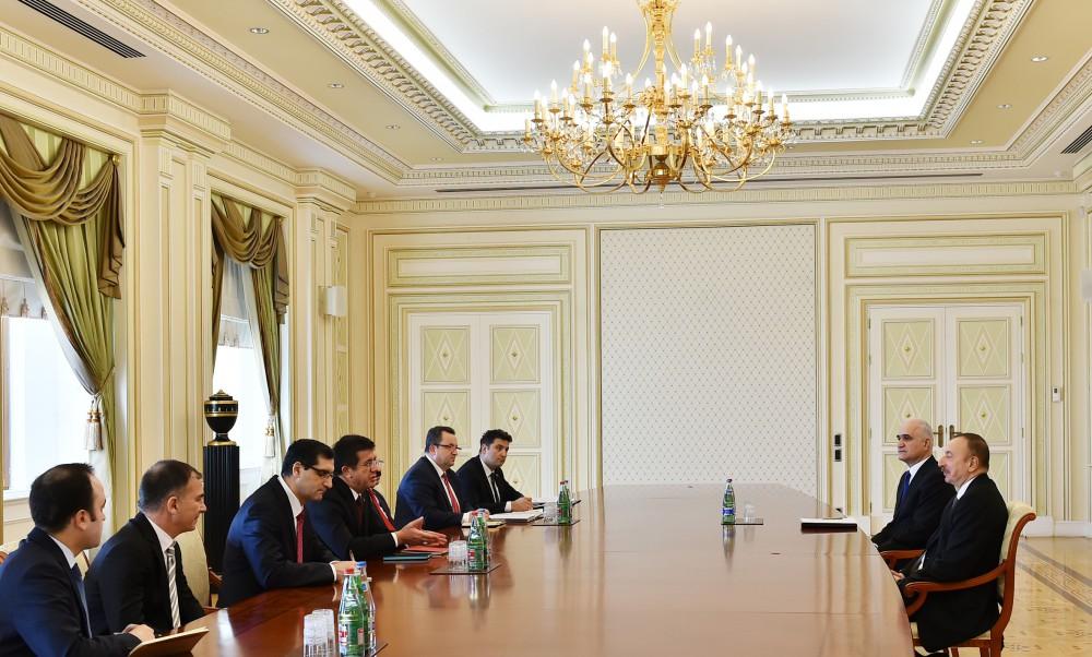 Ilham Aliyev meets delegation led by Turkish economy minister